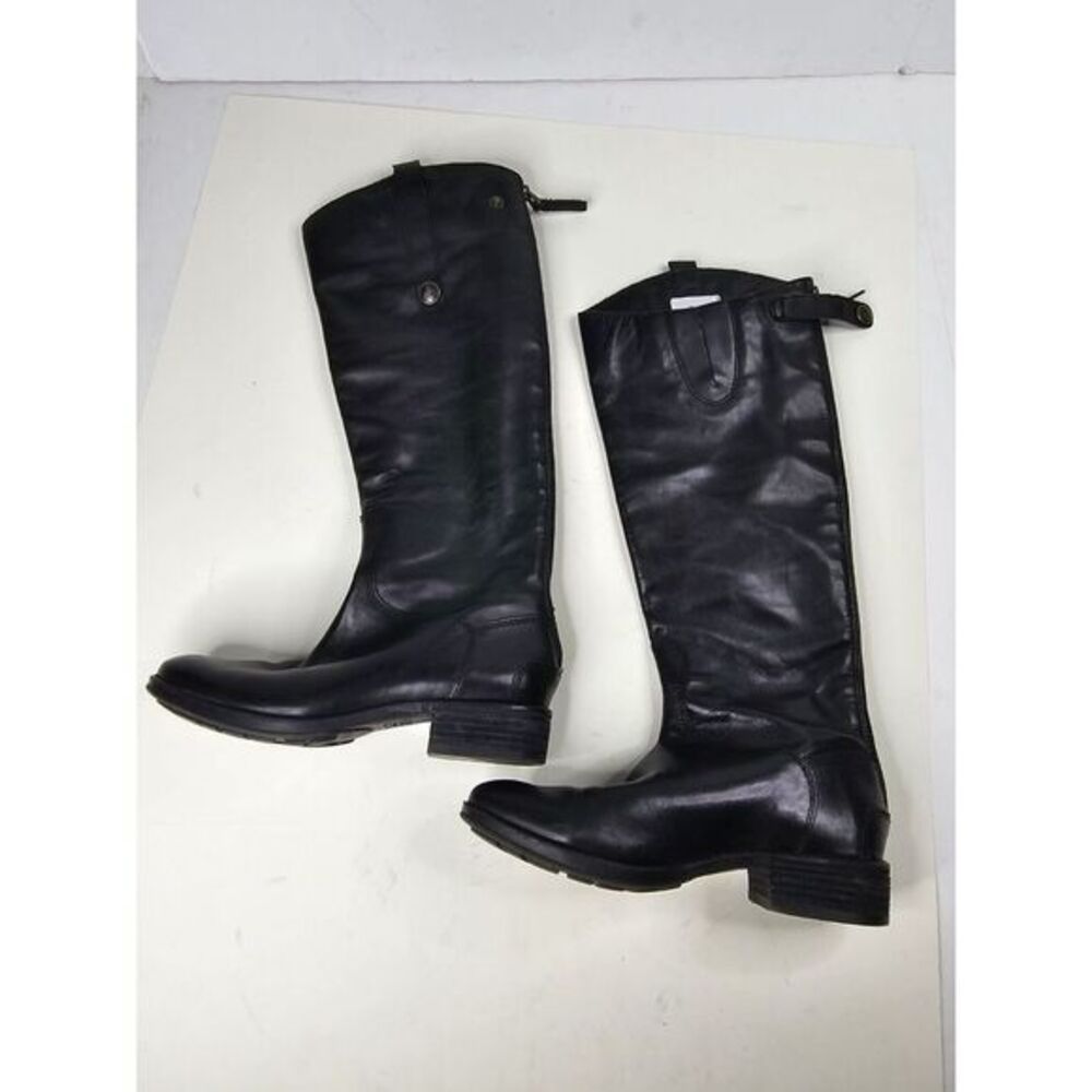Sam Edelman Penny Black Leather Knee High Boots Riding Equestrian 5.5M Western
